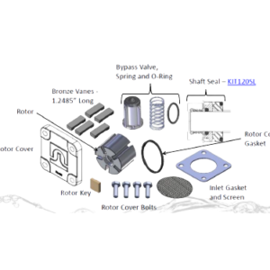FR4200KTF8739 Rebuild Kit for All 1200C, 2400C, 4200D, 4400D, 600C, SD600 and SD1200 Series. Seals, Gaskets, Rotor Cover, Bolts, Rotor, Rotor Key, Bronze Vanes, Bypass Valve