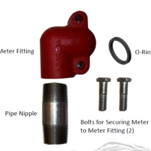 FRKIT800MK Meter Mounting Kit. Used to Mount 800 Series Meter to 1200, 2400, and 600 Series Pumps. Contains 1200F6470 Meter Flange, O-Ring, Pipe Nipple, & Bolts