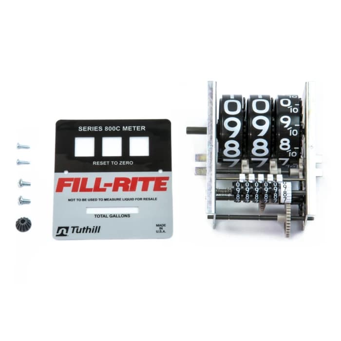 FRKIT800GR Gallon Register and Faceplate Kit for 800 Series Meters. Contains Gallon Register, Gallon Faceplate, Pinon Bevel Gear, Register Screws, and Faceplate Screw FRKIT800GR Gallon Register and Faceplate Kit for 800 Series Meters. Contains Gallon Register, Gallon Faceplate, Pinon Bevel Gear, Register Screws, and Faceplate Screw